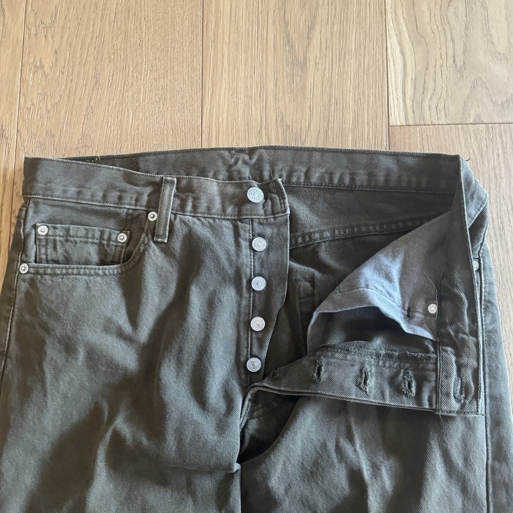 Vintage Levis 501xx Jeans Mens 34x32 Made in USA Olive Green Denim Military - Picture 5 of 15